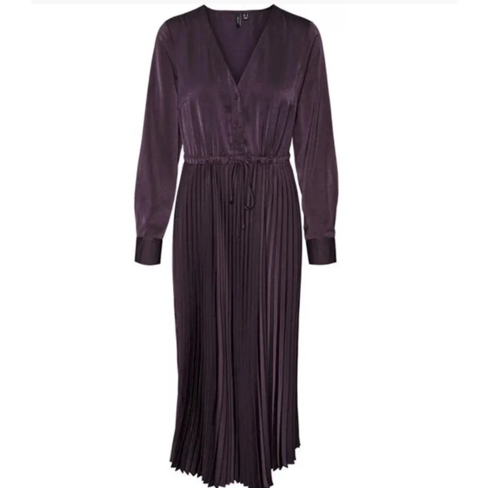 Vero Moda Women Cindy Plissé Dress Plum Perfect Size S